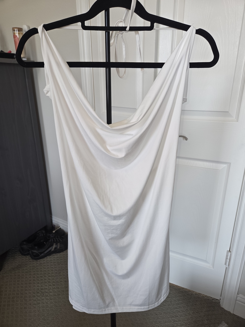 White Cowl Neck Slip Dress